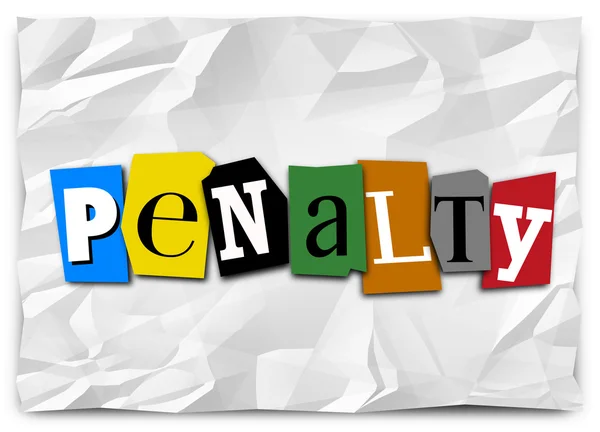 Penalty word in cut out letters on a ransom note — Stock Photo, Image