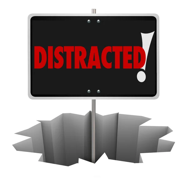 Distracted Warning Sign Danger — Stockfoto