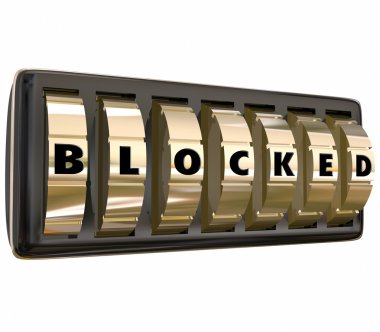 Blocked word on gold safe dials clipart