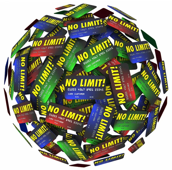 No Limit words on credit cards in a ball or sphere — Stock Photo, Image