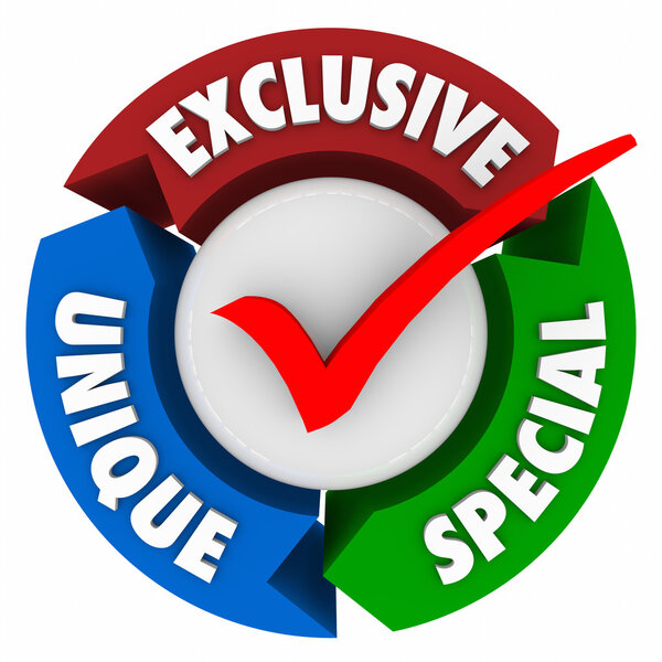 Эксклюзивные, уникальные и специальные слова на круговой диаграмме
