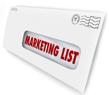 Marketing List words in an envelope