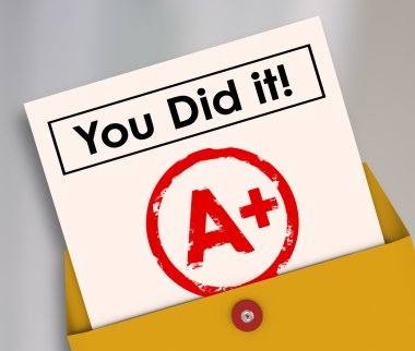 You Did It words on a report card clipart