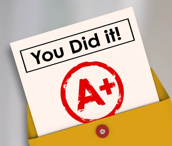 You Did It words on a report card — Zdjęcie stockowe