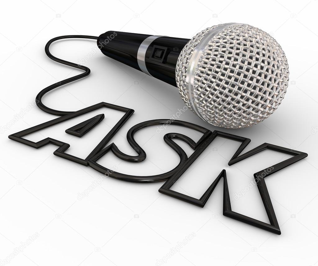 Ask word spelled out in letters formed by a microphone cord Stock Photo by ©iqoncept 76726693
