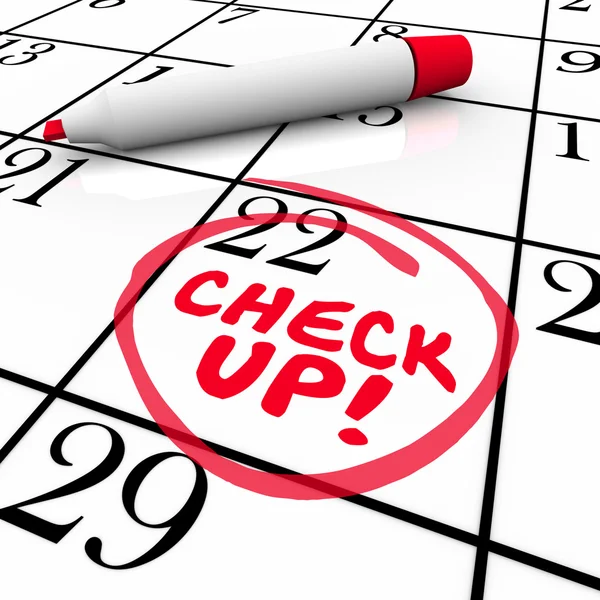 Check Up words on a calender — Stockfoto