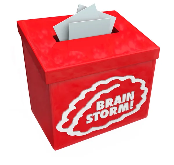 Brainstorm word on a red suggestion, collection or submission box — Stock Fotó