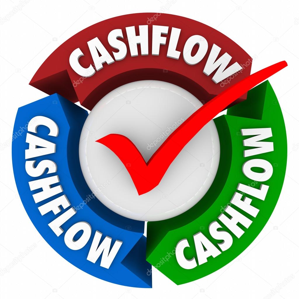 Cashflow word on arrows and check mark
