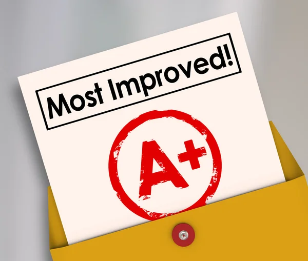 Most Improved A Plus grade on report card — Stock Photo, Image