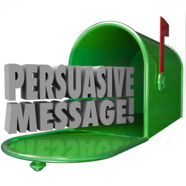 Persuasive Message words in a green metal mailbox clipart