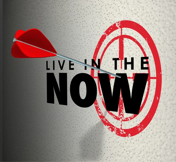 Live in the Now words on a target wall — Stock Photo, Image