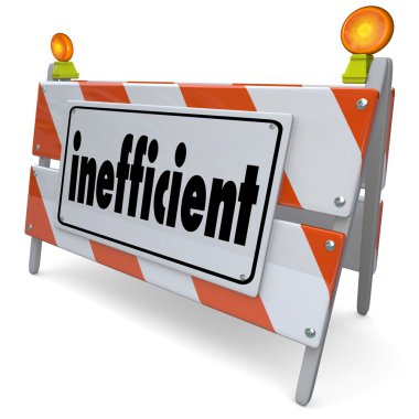 Inefficient word on a road construction sign clipart