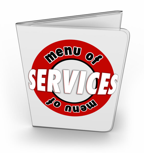 Меню Услуг слова на ламинированном листе
