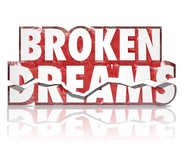 Broken Dreams cracked 3d words — Stock Photo, Image