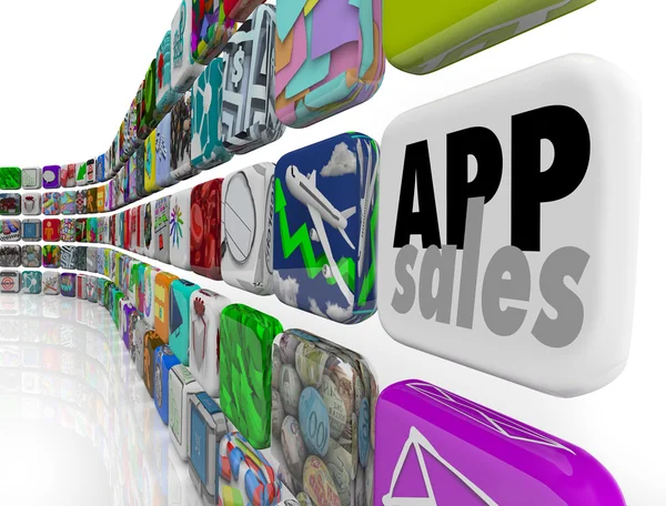 App Palabras de ventas en un azulejo — Foto de Stock