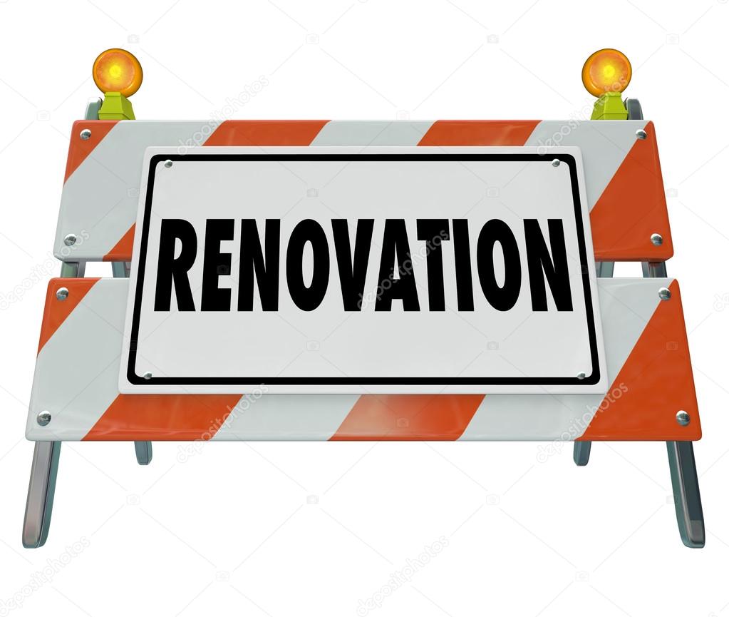 Renovate word on a road construction or home improvement sign