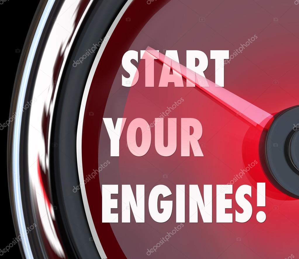 Start Your Engines words on a red speedometer