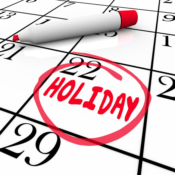 Holiday Calendar Day Date