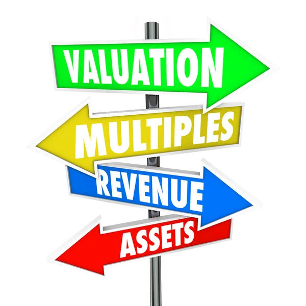 Valuation Multiples Revenues Assets Arrows — Stock Photo, Image