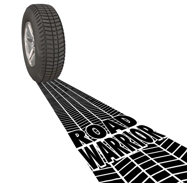 Road Warrior Tire Track Words — Stock Photo, Image