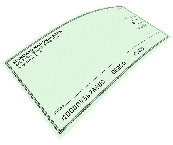 Dinero verde en blanco cheque — Foto de Stock