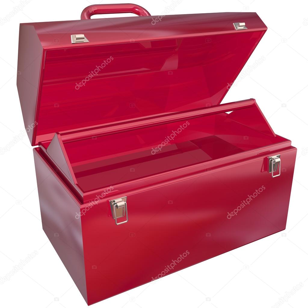 Red Metal Open Toolbox