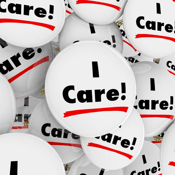 I Care Words Button — Zdjęcie stockowe