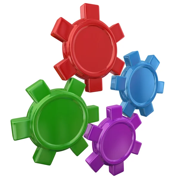 Four Colorful Gears — Zdjęcie stockowe