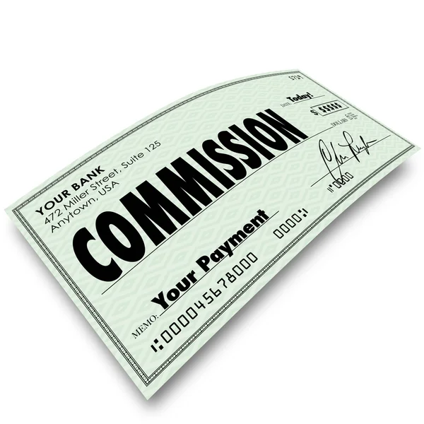 Commission Check Sale — Stock Photo, Image