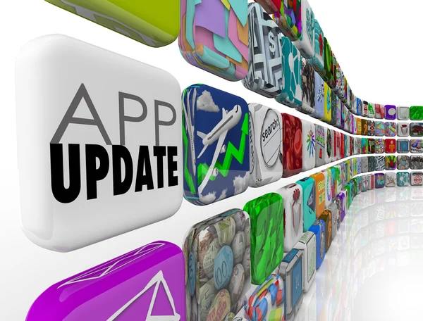 Actualizaciones de aplicaciones 3d Azulejos Aplicaciones Imágenes de stock libres de derechos