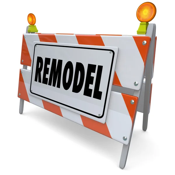 Remodel Barricade Road     Sign — Stock Photo, Image