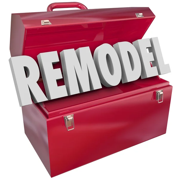 Remodelar caixa de ferramentas de metal vermelho — Fotografia de Stock