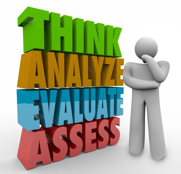 Think Analyze Evaluar Evaluar — Foto de Stock