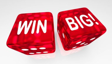 Büyük Kırmızı Yuvarlanan Zar Büyük Kumarda Para Kazanan Oyun 3d İllüstrasyon