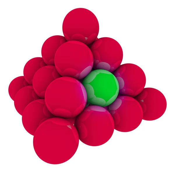 Zielona Kula w czerwonej kuli — Zdjęcie stockowe