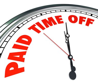 Paid Time Off Clock Words clipart