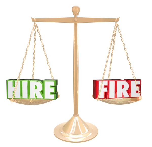 Hire Vs Fire Employees Scale — Stock Photo, Image