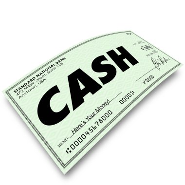 Nakit kelime kağıt çek