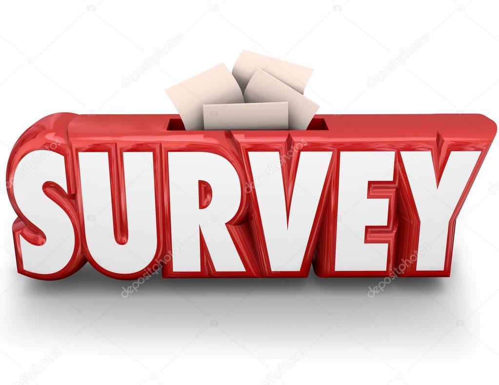 Survey word in red 3d letters