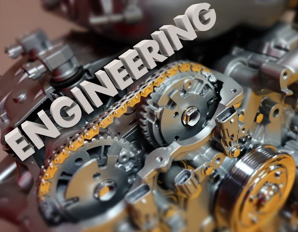 Engineering woord in auto — Stockfoto