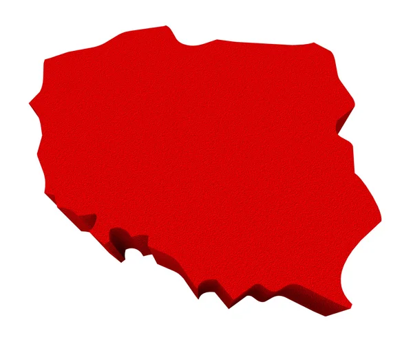 Polonia Red 3d Europe Mappa — Foto Stock