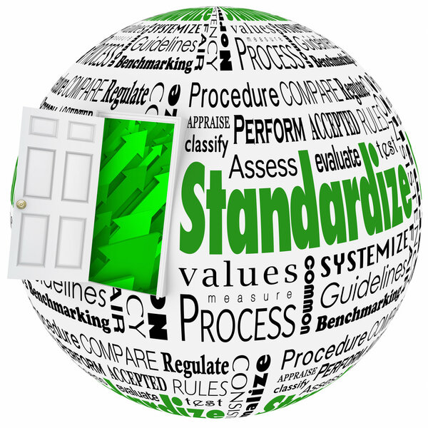 Стандартизация двери коллажа слов
