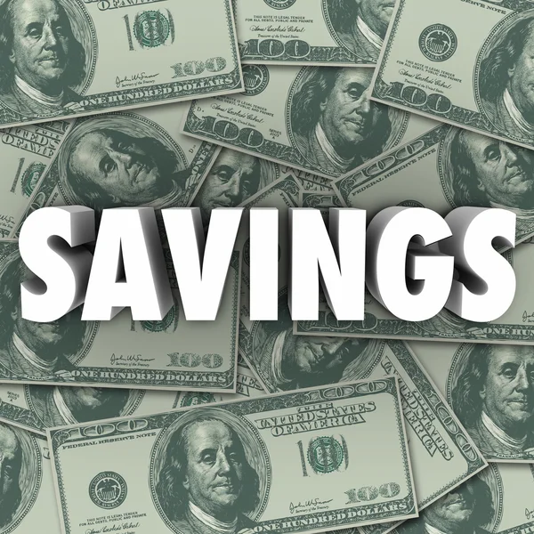 Besparingar ordet pengar — Stockfoto