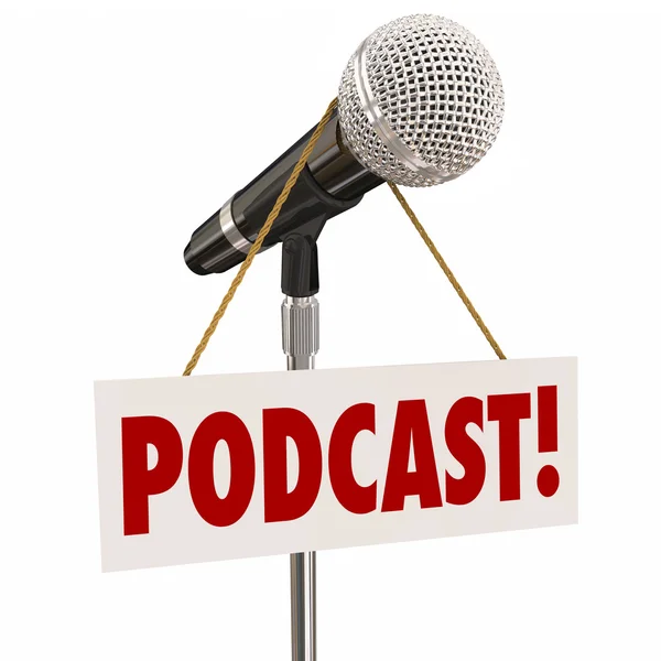 Podcast Sign on Microphone — Stock Photo, Image