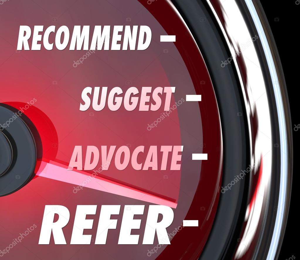 Refer Suggest Advocate Recommend Speedometer