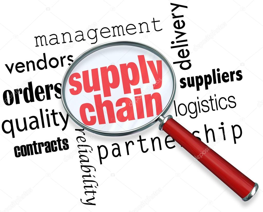 Supply Chain Logistics Magnifying Glass Words