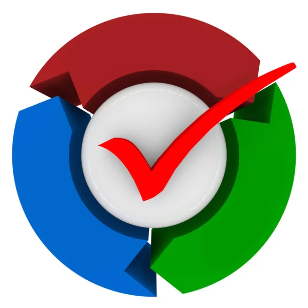 Check Mark Arrows Completed Process System Procedure — Stok fotoğraf