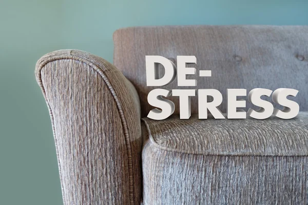 De-Stress 3d Words Couch — Zdjęcie stockowe