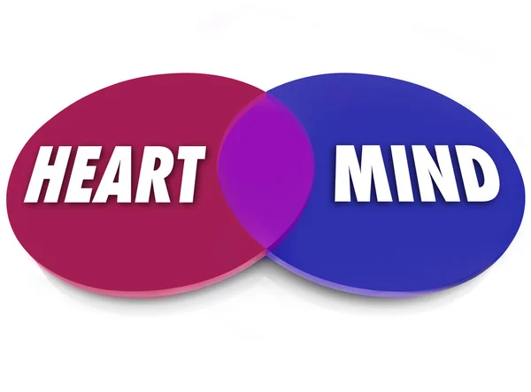 Kalp ve zihin Venn — Stok fotoğraf