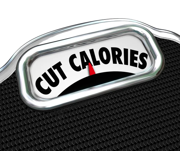 Snížit kalorie měřítku slova — Stock fotografie
